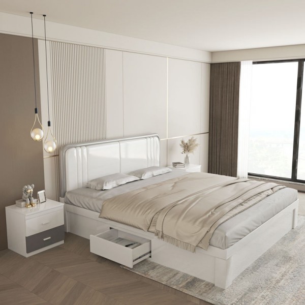Queen Size Bedroom Furniture Set Wooden Nordic Style Royal Italian Bedroom Sets 1.5 M High Gloss Bed Room Furniture Bedroom Set