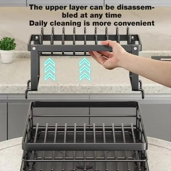 Multi-layer small storage bowl and plate rack, simple kitchen utensil bowl and plate rack, household drain pipe, used for organising kitchen items