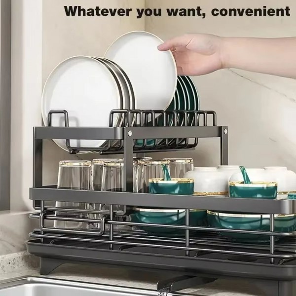 Multi-layer small storage bowl and plate rack, simple kitchen utensil bowl and plate rack, household drain pipe, used for organising kitchen items