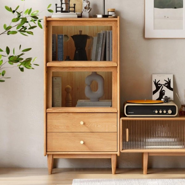 Modern solid wood storage and organisation shelving unit with cabinets, fast delivery Kitchen homeware made in Vietnam
