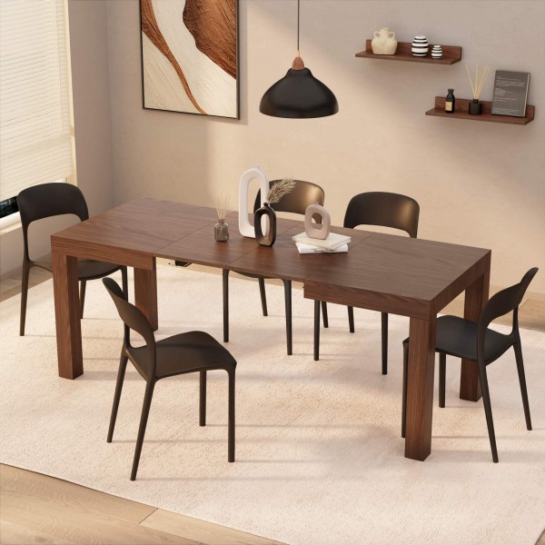 Expandable Modern Dining Table and Chair Set for 6-10 Space Saving Home Furniture