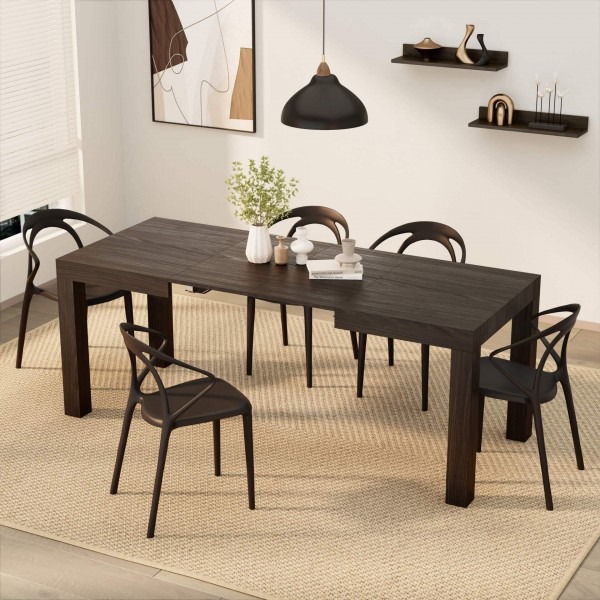 Expandable Modern Dining Table and Chair Set for 6-10 Space Saving Home Furniture