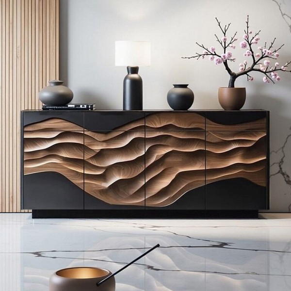 Solid Wood Shoe Cabinet Modern Minimalist New MDF Doorway Integrated Wall Storage for Home Living Room Entrance