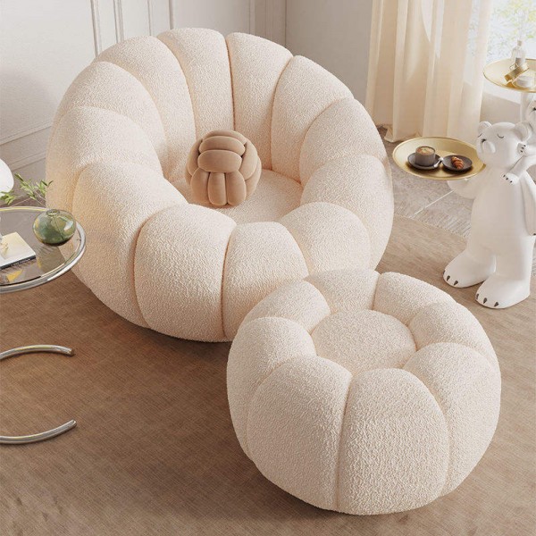 Nordic Teddy Living Room Chair Wool Fabric Luxury Single Seater Sofa Accent Lounge Chairs Lazy Armchair