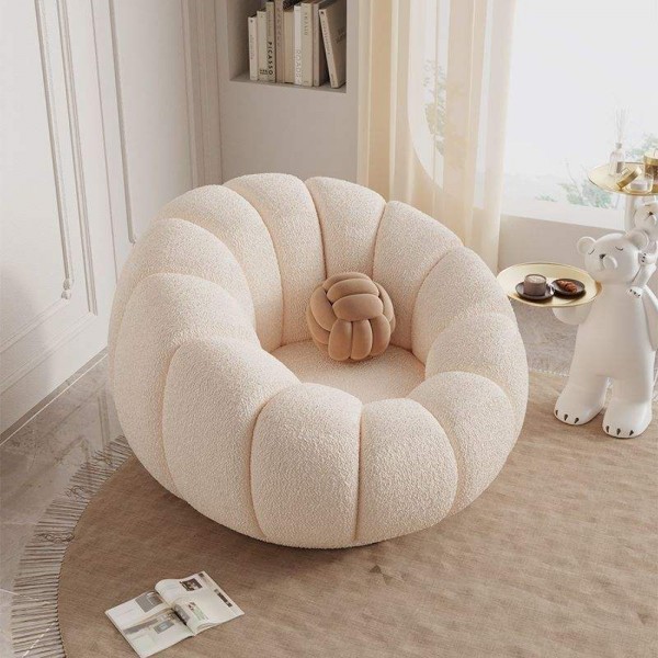 Nordic Teddy Living Room Chair Wool Fabric Luxury Single Seater Sofa Accent Lounge Chairs Lazy Armchair