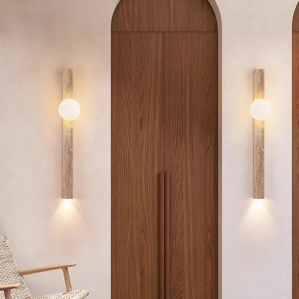 Minimalist Travertine Lamp Sconces Light Home Hotel Staircase Bedroom Living Room Travertine Long Strip Wall Lamp