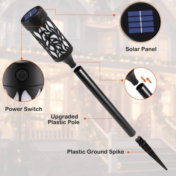 New Waterproof Solar Powered Garden Light Flame Floor Pathway Lamp Courtyard Insertion Outdoor Lawn Lamp Lights