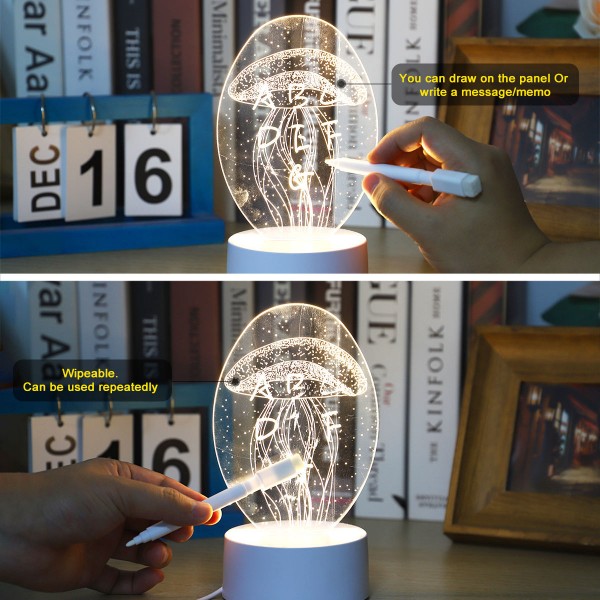 Jellyfish Night Lights Acrylic Bedroom Lamp Holiday Gift Light Creative 3d Nightlight Birthday Gift Ambiance Light