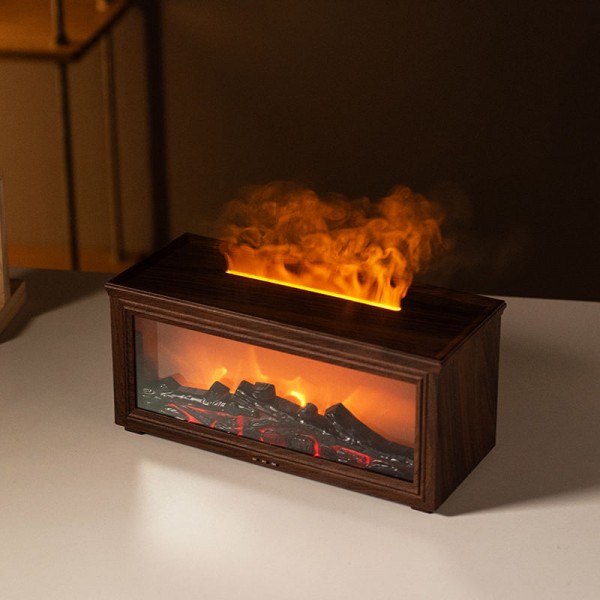 Wholesale Wood Grain Fireplace Diffuser Remote Control Wood Diffuser Humidifier Flame Essential Oil Aroma Diffusers for Home