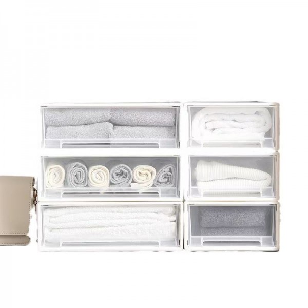 Multifunctional rectangular plastic storage container drawer for clothes, household items, and wardrobe organisation