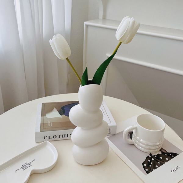 Creative Ceramic Vase Ins Style Luxury Special-shaped Pebbles Home Furnishings Living Room Flower Arrangement Porch Decoration