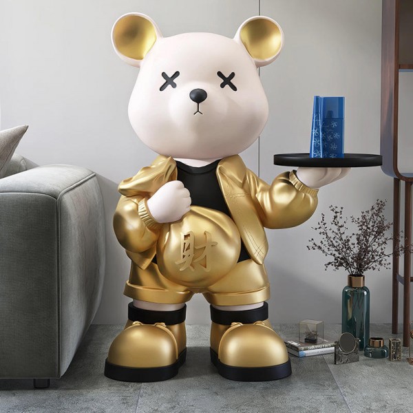 Modern Creative Bear Tray Floor Decoration Living Room Welcome Home Decoration Tv Cabinet Sofa Furnishing Housewarming Gifts