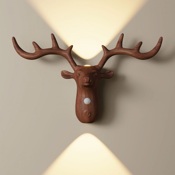 Nordic Wireless Magnetic Motion Sensor Reindeer Wall Light USB Rechargeable Night Light Stair Bedroom Bedside LED Wall Lamps