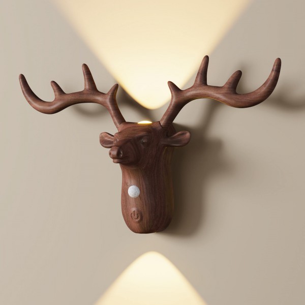 Nordic Wireless Magnetic Motion Sensor Reindeer Wall Light USB Rechargeable Night Light Stair Bedroom Bedside LED Wall Lamps