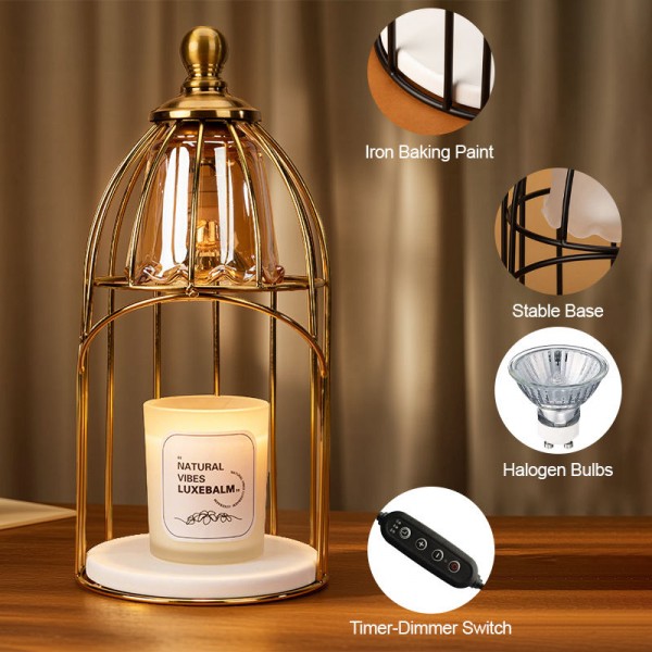 Hot Selling Floral Design Candle Warmer Lamp with Changing Color Timer and Dimmable Light for Decoration
