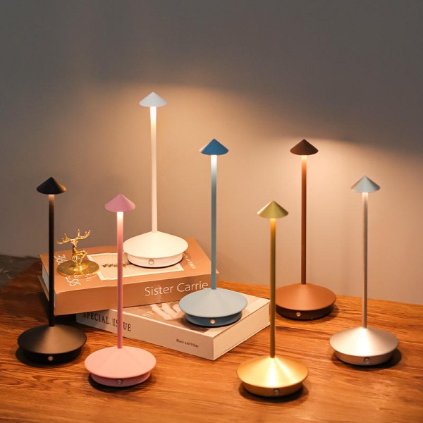 Aluminum Rechargeable Touch Dimming Wireless Table Lamp Bedroom Restaurant Desk Lamp Custom LOGO Factory Price for Hotel Bar LED
