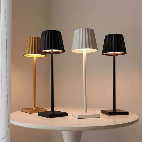 Portable Metal LED Cordless Desk Lamp Stepless Dimming Rechargeable Touch Control Table Lamp for Restaurant Bedroom