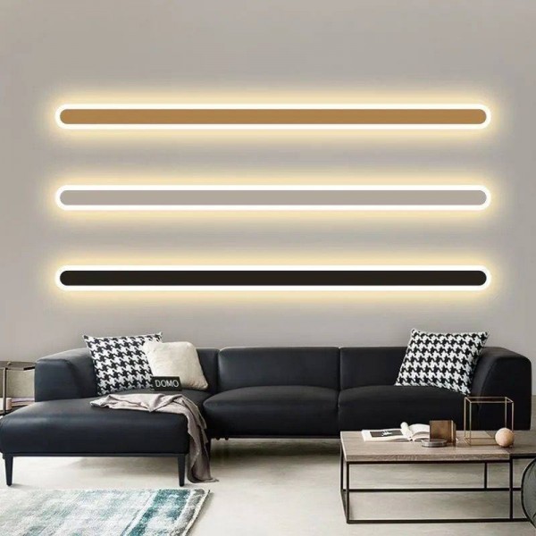 Luxury Modern Nordic Minimalist LED Wall Lamp for Bedroom Living Room and Bathroom Simple Long-Line Indoor Home Bedside Light