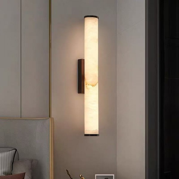Modern Villa Living Room Background Wall Lamp Spanish Natural Marble Full Copper High-End Bedside Wall Lamp Home Office Recessed