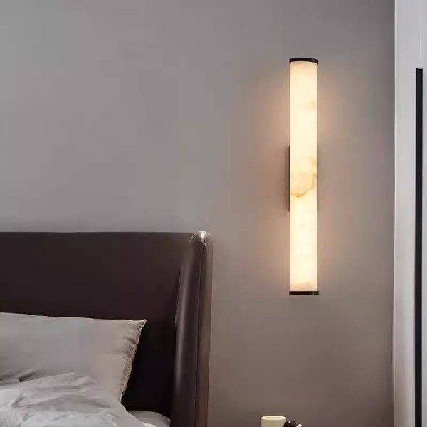 Modern Villa Living Room Background Wall Lamp Spanish Natural Marble Full Copper High-End Bedside Wall Lamp Home Office Recessed