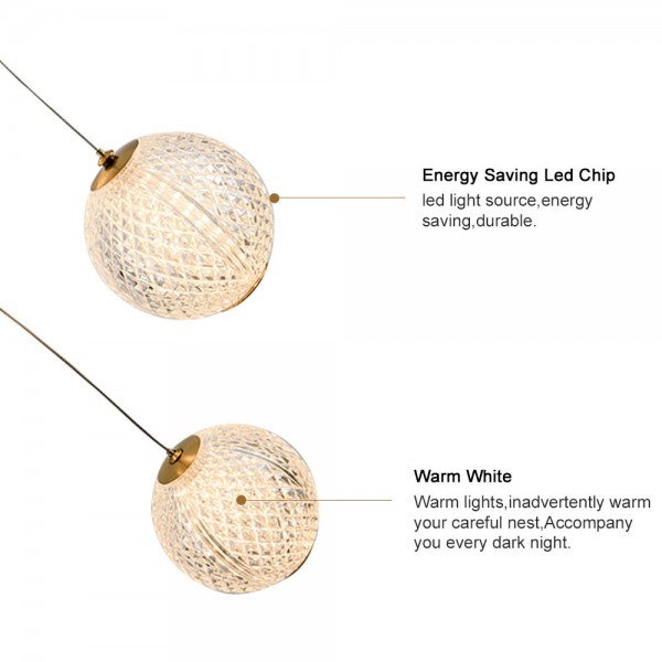 Modern Nordic Style Living Room Acrylic Aluminum Chandelier Pendant Light for Hotel Vintage Living Room Kitchen Island