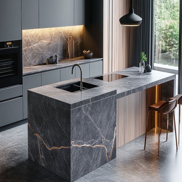 Italian-Style Custom Kitchen Cabinets with Anti-Fingerprint Lacquer Including Pantries & Islands