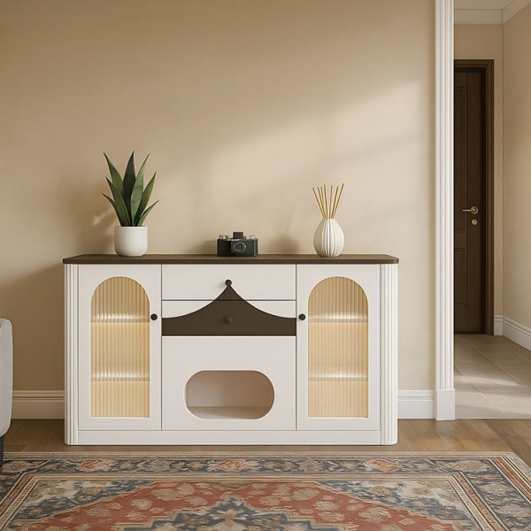 Custom Furniture Simple Design Dining Furniture White Storage Buffet Cabinet Home Wooden Living Room Modern Sideboard Cabinet