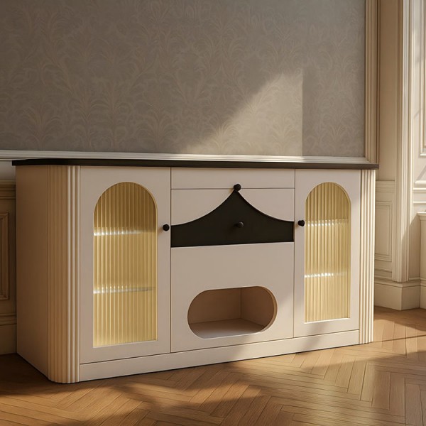 Custom Furniture Simple Design Dining Furniture White Storage Buffet Cabinet Home Wooden Living Room Modern Sideboard Cabinet