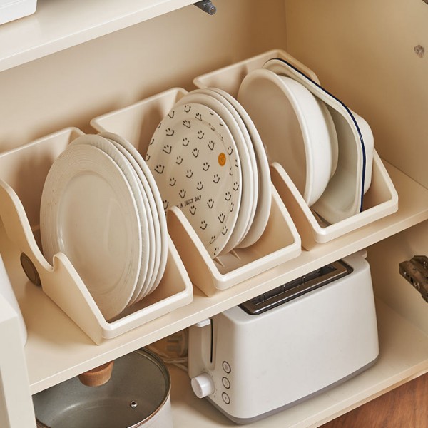 Kitchenware Organizer Wooden Handle New Plastic Storage Box Wheels Modern Storage Rack for Tableware Pot Lid Storage