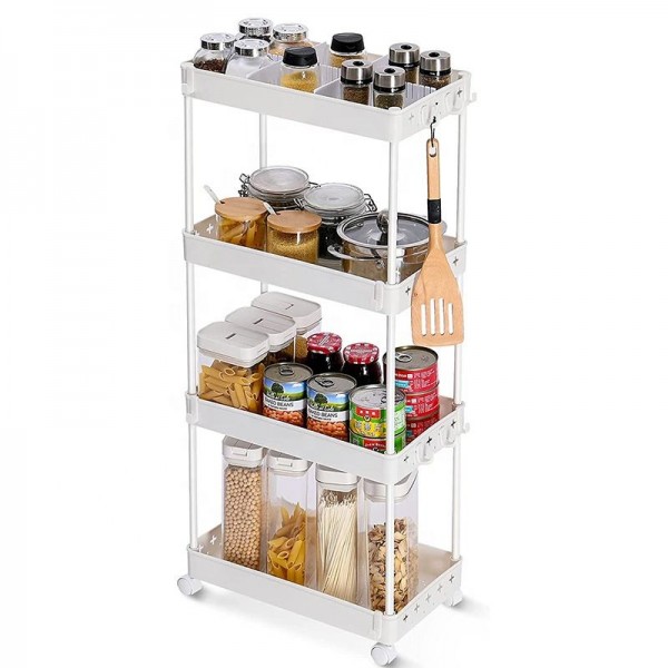 Multi-scene Narrow Places 4 Tier Slim Organizer Bathroom Trolley Plastic Storage Cart Gap Rolling Utility Storage Rack