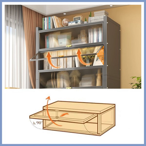 Heavy Duty Kitchen Storage Cabinet with Adjustable Shelves and Rack - Kitchen Cupboard Pantry for Home and Kitchen Furniture