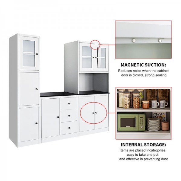 Modern Home Furniture Dinning Metal Kitchen Cupboard Steel White Cabinet Restaurant Combination High Buffet Cabinet