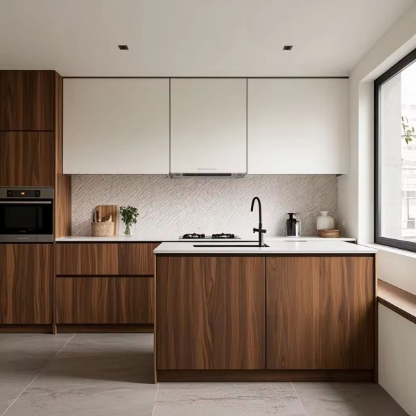 Vermont Classic Wood Kitchen Cabinet Affordable Price Customized Wood Grain Villa Kitchen Cabinet