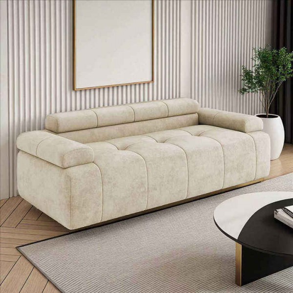 2025 comfortable velvet cushion sofa lounge chair solid wood frame sofa bed