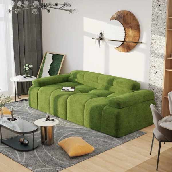 2025 comfortable velvet cushion sofa lounge chair solid wood frame sofa bed
