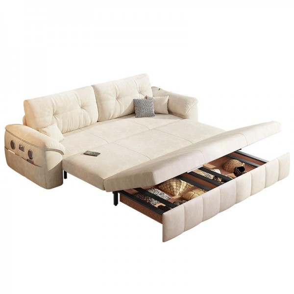 Modern Design Multifunctional Space-Saving Foldable Living Room Furniture Storage Drawer Bluetooth Speaker Convertible Sofa Bed