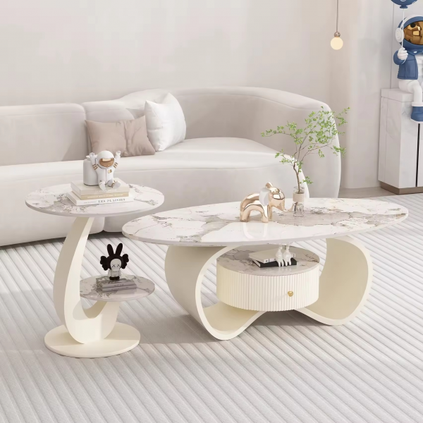 Home Living Room Furniture Set Fashion Light Luxury Modern High-end Coffee Table Sofa Side Table High-end Home