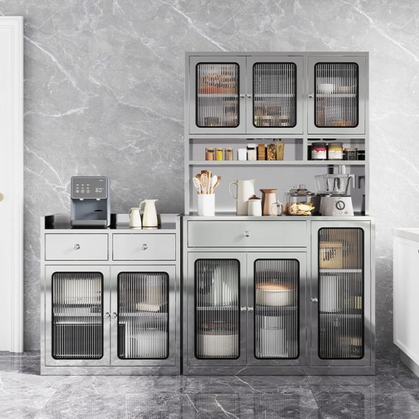 High Quality Stainless Steel Kitchen Side Cabinet with Large Capacity Storage and Drawers Kitchen Islands and Carts