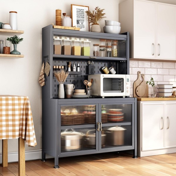 Home Furniture Kitchen Mobile Kitchen Storage Cabinet with Doors Movable Steel Kitchen Cabinet Organizer Shelf