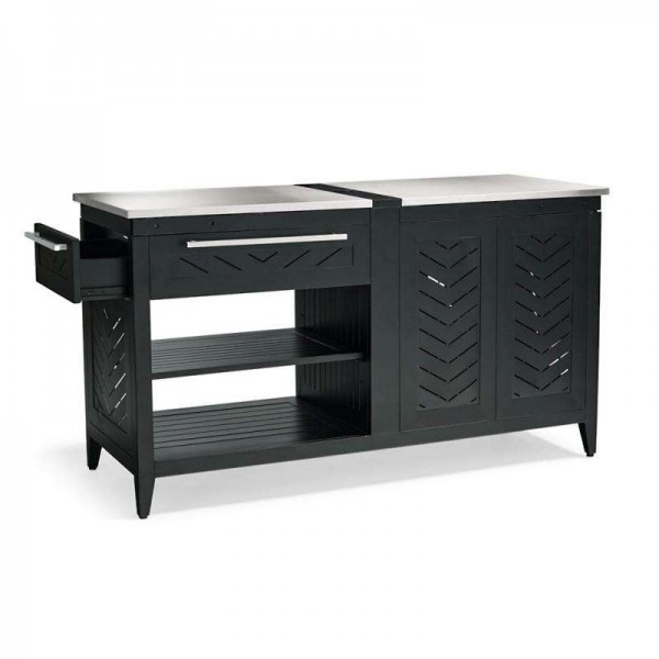New Design Outdoor Kitchen Cabinet Extendable Island Outdoor Kitchen Cabinet Set with Umbrella Hole and Side Drawer