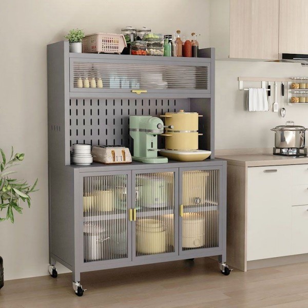 Factory Direct Kitchen Furniture Pantry Metal Cabinet Home Dining Room Steel Storage Closet Wine Buffet Sideboard