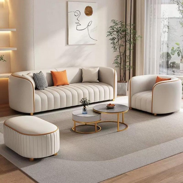Modern Luxury Sofa Living Room Furniture Set, Leather Soft Sofa Living Room Sofa Set