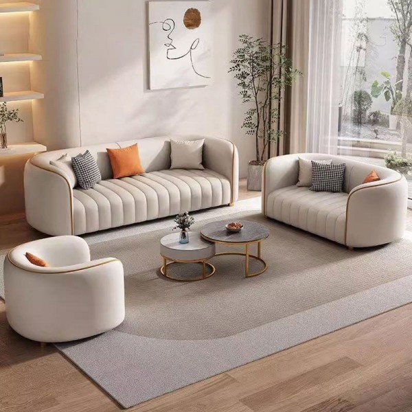Modern Luxury Sofa Living Room Furniture Set, Leather Soft Sofa Living Room Sofa Set
