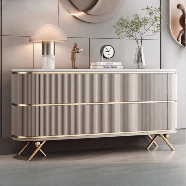 Modern Style Durable Indoor Furniture Set for Dining Room Bedroom Living Room Large Capacity Side Cabinet Slab Top for Home