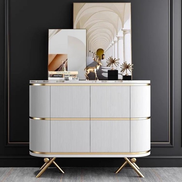 Modern Style Durable Indoor Furniture Set for Dining Room Bedroom Living Room Large Capacity Side Cabinet Slab Top for Home