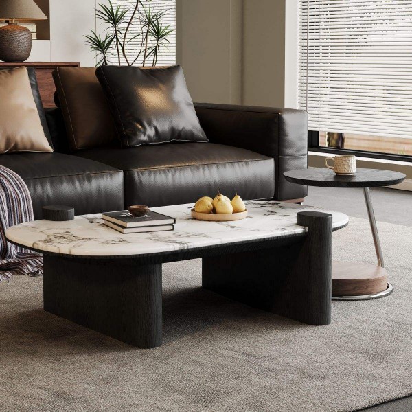 Nordic Luxury Marble Top Coffee Table Double Nesting Coffee Table Home Living Room Furniture Center Table