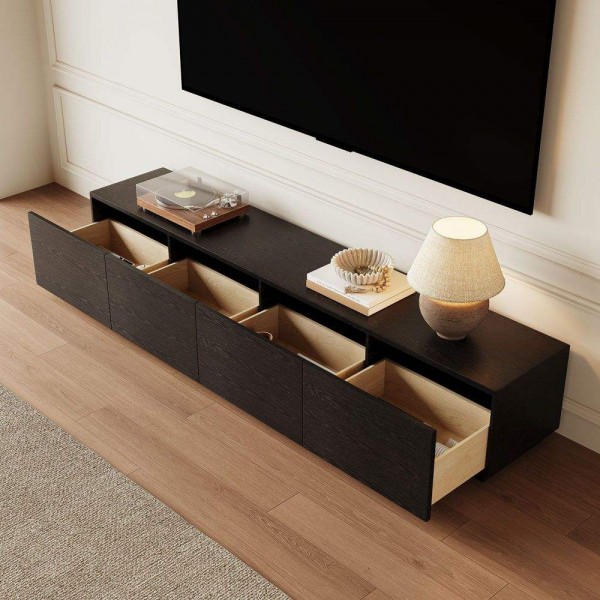 Minimalist Entertainment Center Cabinet Living Room Furniture Set Wooden TV Stand with Coffee Table
