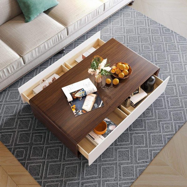 Modern Rectangular Living Room Furniture Sets Wood TV Stand Minimalist Media Tv Console with Coffee Table