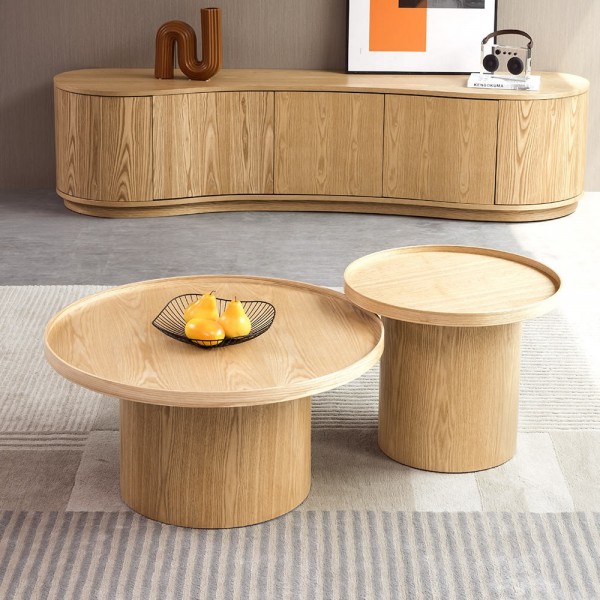 Luxury Nordic Design Living Room Low Table Solid Wood Round Coffee Table