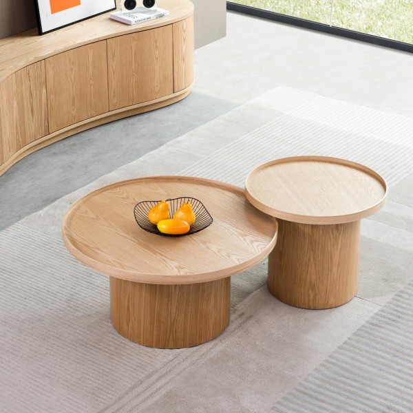 Luxury Nordic Design Living Room Low Table Solid Wood Round Coffee Table